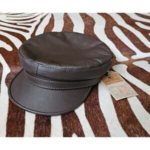 Sterkowski Trawler Brown Leather Sailor Cap Breton Fiddler Mariner Greek 61cm XL